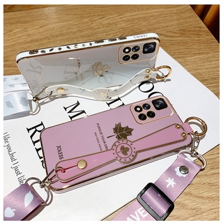 เคสโทรศัพท์มือถือ แบบนิ่ม ลายการ์ตูนใบเมเปิ้ล มีสายคล้อง สําหรับ Vivo v2109 v2022 v2023 v2024 v2025 v2026 v2027 v2028