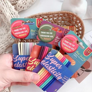 ยางมัดผม Princess Hair Elastics 1 เซท 5 สี 10 เส้น คุ้มสุดๆ ยางรัดผม ยืดหยุ่นดี ไม่ย้วย มาเป็นแพคเกจน่ารัก โดนัทมัดผม