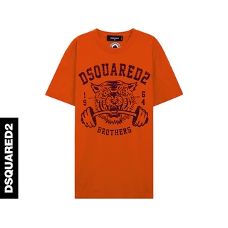 [S-5XL]Dsquared2/d2 เสื้อยืดลําลอง แขนสั้น พิมพ์ลายตัวอักษร สีส้ม แฟชั่นฤดูร้อน สําหรับผู้ชาย