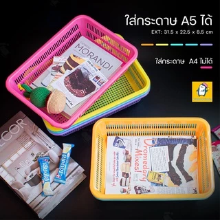 ตะกร้าพลาสติก ใส่กระดาษ A5 ได้ #รุ่น Triple-P 1253 มีหลายสีให้เลือก สีหวานน่ารัก ตะกร้าใส่เอกสาาร กระจาด ตะกร้าใส่ของ