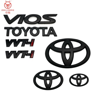 【สีดําด้าน】โลโก้กระจังหน้า และหลัง สําหรับ Toyota Vios Gen2 ncp93 gen3