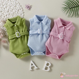 Babygarden-0-24months ชุดรอมเปอร์ แขนกุด คอปก ลําลอง สีพื้น แฟชั่นฤดูร้อน สําหรับเด็กผู้หญิง