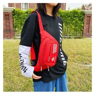 (w78)กระเป๋าคาดอกคาดเอว ผ้าหนา4ซิป จุของได้เยอะ bagdance