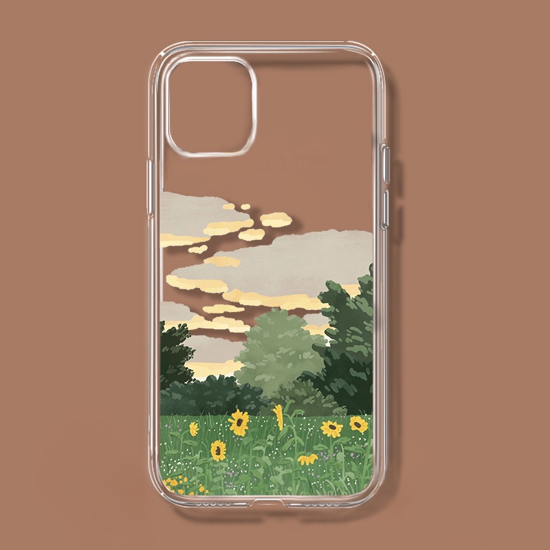 เคสโทรศัพท์มือถือใส แบบนิ่ม กันกระแทก ลายทิวทัศน์ สําหรับ iPhone 13 pro max XR Xmax 7PLUS se2020 11 12promax 14pro 14promax 14 15 15pro 15promax