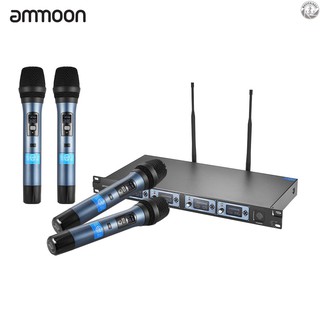 Ammoon 4 D Professional 4 Channel Uhf ไมโครโฟนไร้สาย 4 ไมโครโฟน 1 ตัวรับสัญญาณ 6 . 35 มม .