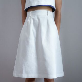 BELLA Midi Skirt (ยีนส์ WHITE)