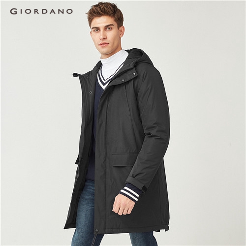 GIORDANO MEN Hooded mid-long quilted coat 01078650