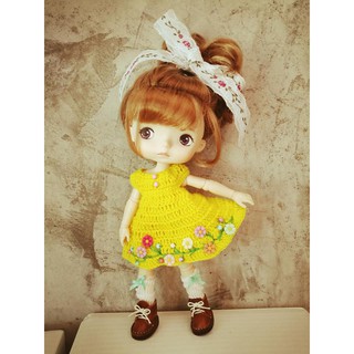 ชุด​ตุ๊กตา​ Monst joint doll ชุดตุ๊กตาโครเชต์ ปักลายดอกไม้ขนาด monst ลาติวาย บาโบลี่หรือขนาดใกล้เคียงไม่รวมตุ๊กตารองเท้า