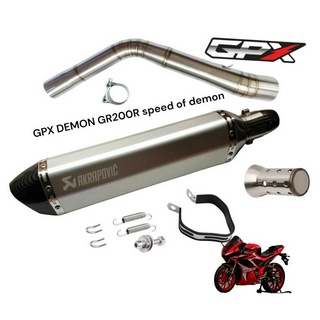 ชุดโปรโมชั่น สลิปออน DEMON GR200R + ปลายท่อ 18 นิ้วผอมสีเทาปากเคฟล่า พร้อมเเคทลดเสียง