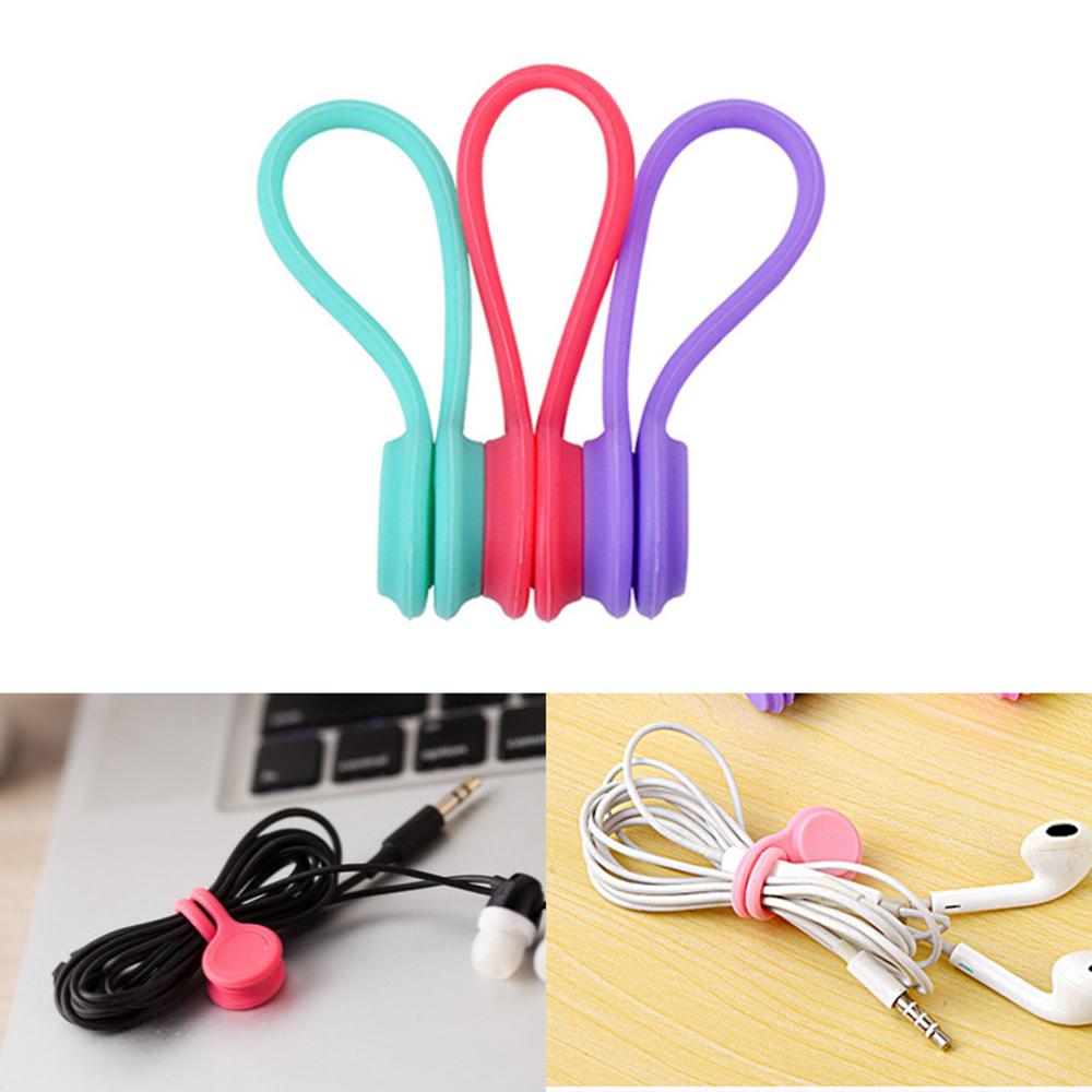 3PCS Silicone Magnet Coil Earphone Cable Winder Headset Cable Wire Organizer