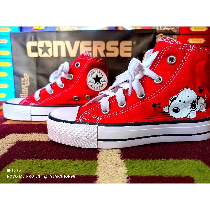 รองเท้าผ้าใบลําลอง ลายการ์ตูน Converse Snoopy น่ารัก สําหรับเด็ก ไซซ์ 21-30