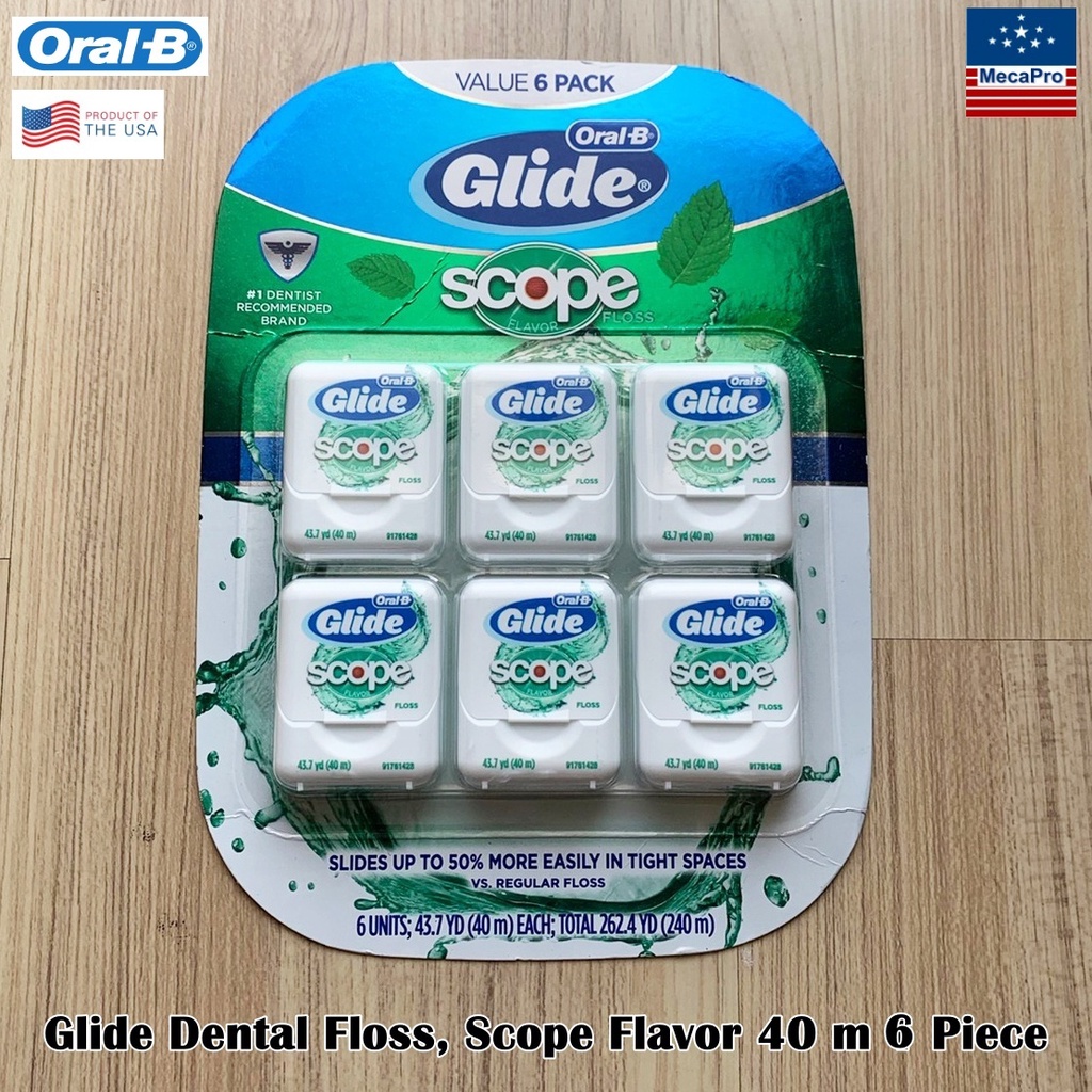 Oral-B® Glide Dental Floss, Scope Flavor 40 Meters 6 Pieces ไหมขัดฟัน ออรัลบี ไกลด์ ยาว 40 เมตร