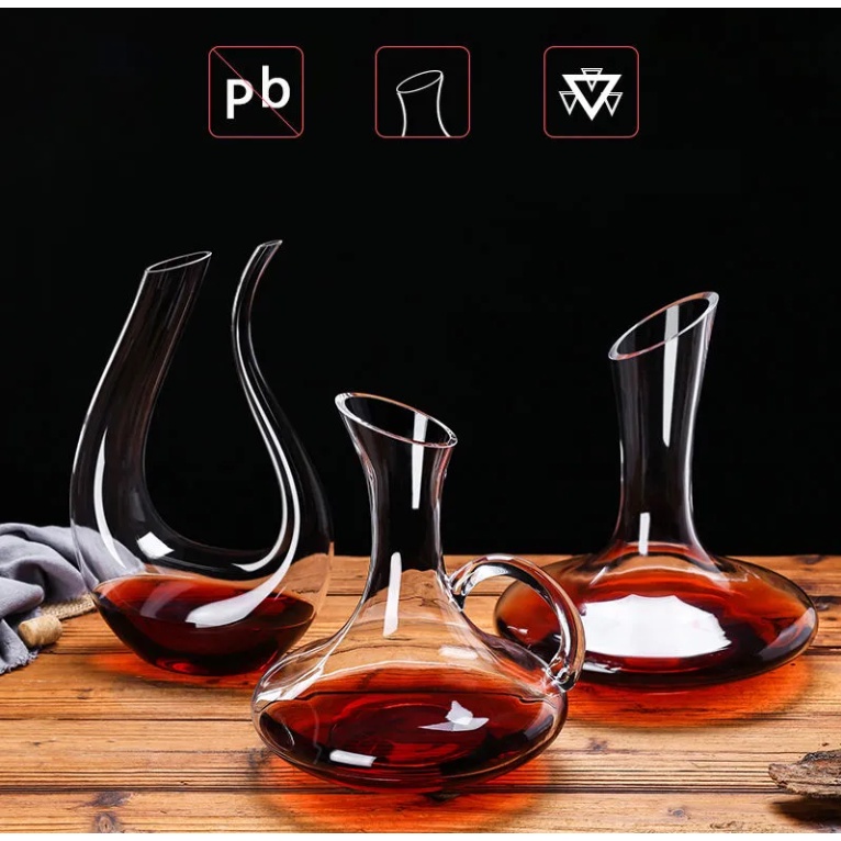 Decanter ดีแคนเตอร์ เหยือกพักไวน์ เทมเทชั่น Crystal Clear Glass Horn Wine Decanter ขวดเก็บไวน์แดงขวดไวน์แก้วสร้างสรรค์