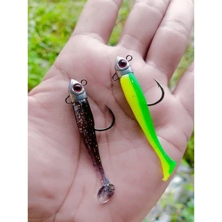 ปลายางสลิมจิ๋ว5cm.ยางนิ่มหางพริ้วทีเด็ดช่อนเก็บตกกระพงปลากรอซองละ15ตัว