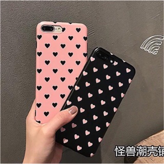 เคสหัวใจ ชมพู/ดำด้าน i5,6,6+,7,7+ ขอบดำ นิ่มทั้งอัน งานสวยมาก