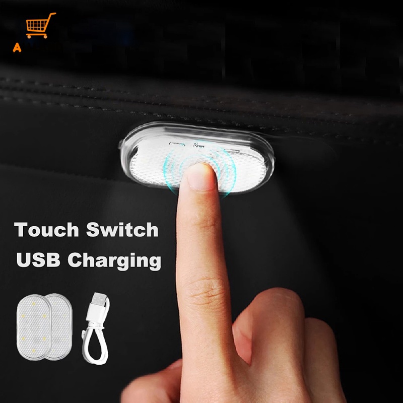 โคมไฟติดเพดานรถยนต์ LED แบบชาร์จไฟได้ ขนาดเล็ก ชาร์จ USB