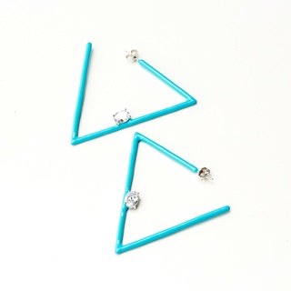 SWAN - Enamel Oval Earring ต่างหูสีสันสดใส เงินแท้ชุบสี enamel ใส่แล้วไม่แพ้ ฝังเพชร์คิวบิคเซอร์โคเนีย cubic zirc