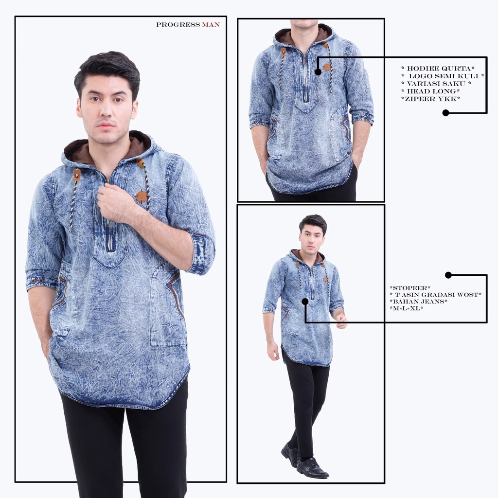 KOKO KURTA JEANS HOODIE QURTA JEANS ORIGINAL PROGRESS MAN KURT 2025