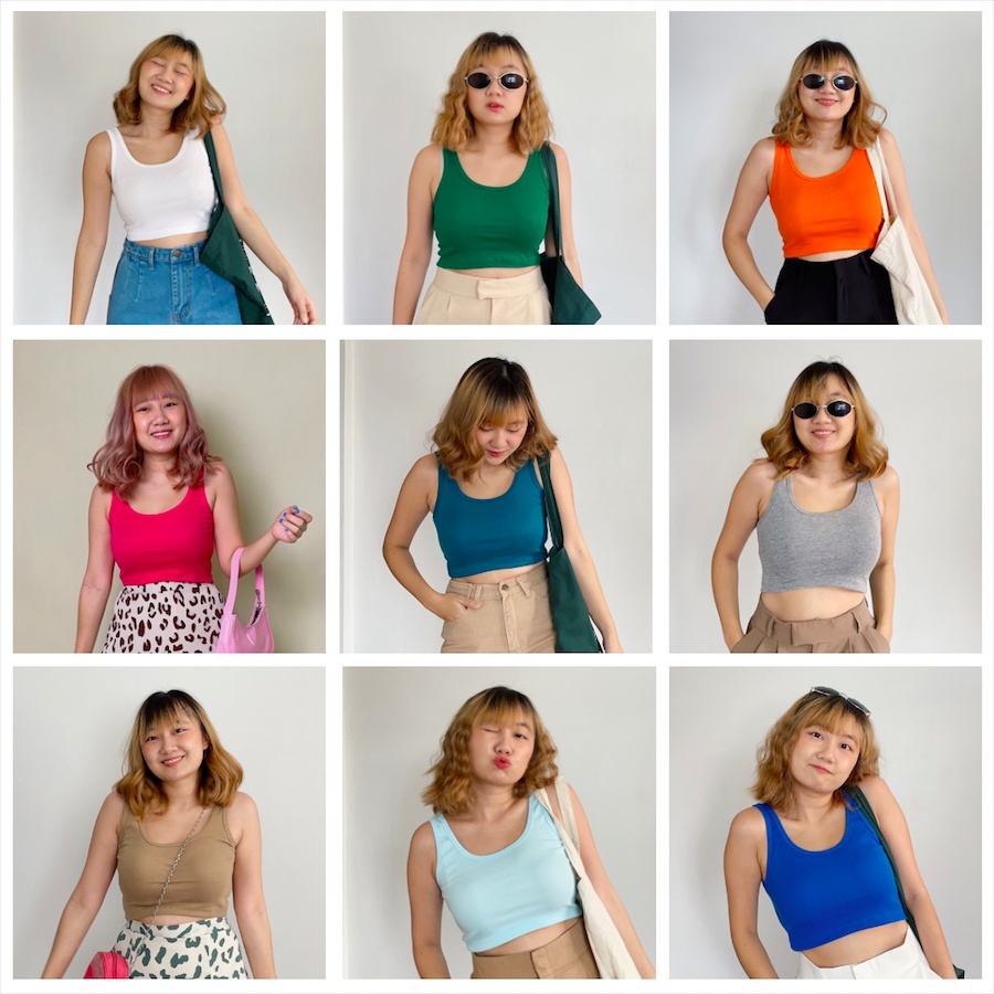 upeachme(E4,E5) Cott Tank Top [อก-40] มีราคาส่ง เสื้อกล้ามสั้นครอปท็อปสีพื้นผ้ายืดใส่สบาย