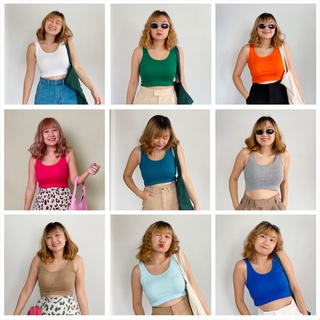 COTT TANK TOP I เสื้อกล้ามสั้นครอปท็อปสีพื้นผ้ายืดใส่สบาย