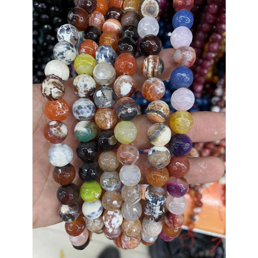 10/12 มม.หินธรรมชาติ Faceted Stripe Agates ลูกปัด Spacer ลูกปัด pick ขนาดสําหรับ DIY เครื่องประดับทํา