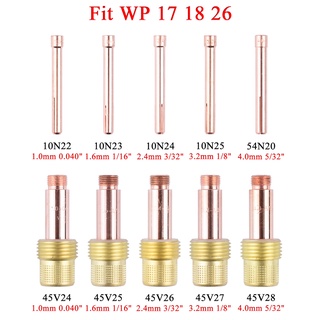 คอลเล็ตเลนส์แก๊ส TIG 1.0 1.6 2.4 3.2 4.0 มม. 10N22 10N23 10N24 10N25 54N20 45V24 45V25 45V26 45V27 45V28 สําหรับ WP17 18 26