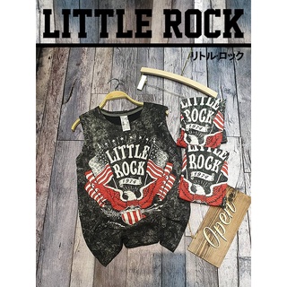 เสื้อยืดแขนกุด Little Rock ลาย EAGLE LIBERTY OR DEATH เสรีภาพหรือความตาย  ผ้าดำฟอก cotton 100%