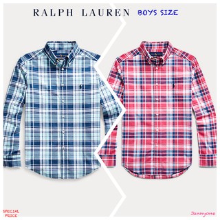 RALPH LAUREN PLAID COTTON POPLIN SHIRT ( เด็กโตผู้ชายอเมริกาอายุ 8-20 ปี )