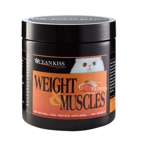 OCEANKISS WEIGHT & MUSCLES รสแซลมอนรมควัน อาหารเสริมเพิ่มน้ำหนักแมว สุนัข บำรุงสุขภาพ เจริญอาหาร (ขนาดบรรจุ 120 กรัม)