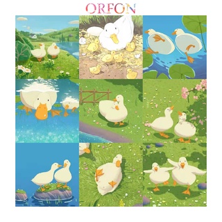 【ORFON】ภาพวาดสีน้ํามันรูปเป็ดน่ารัก Diy สําหรับตกแต่งบ้าน