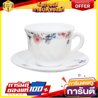 ชุดถ้วยกาแฟแก้วโอปอล 190 มล. KECH CARNATION แก้วน้ำ OPAL GLASS COFFEE CUP SET KECH CARNATION 190ML