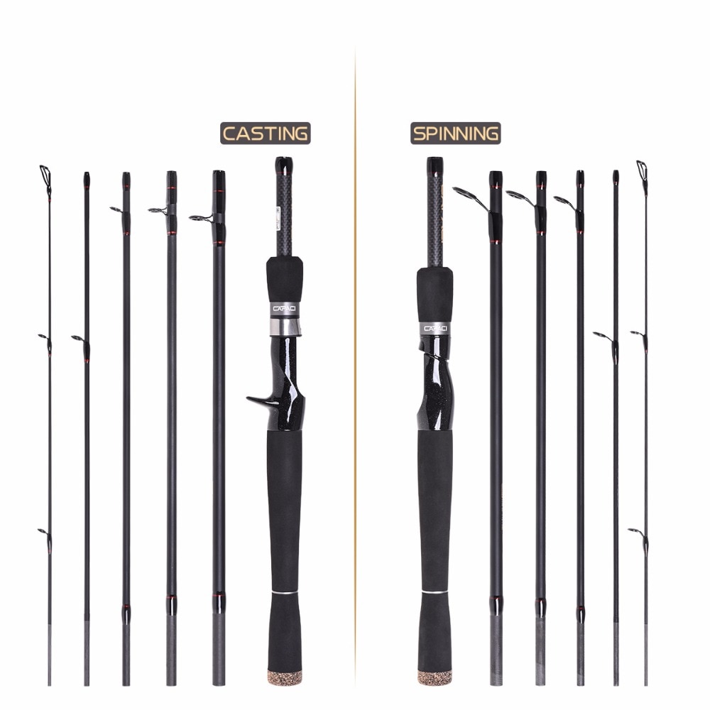 Fishing Rod Fishing Pole 1.8M Lure Spinning Casting Fishing Rod H/MH Power  Weight 7-35g 2 Sections Carbon Fiber Trout Rod Fast Heavy Pole Telescopic  Fishing Rods (Color : Black, Length : 1.8
