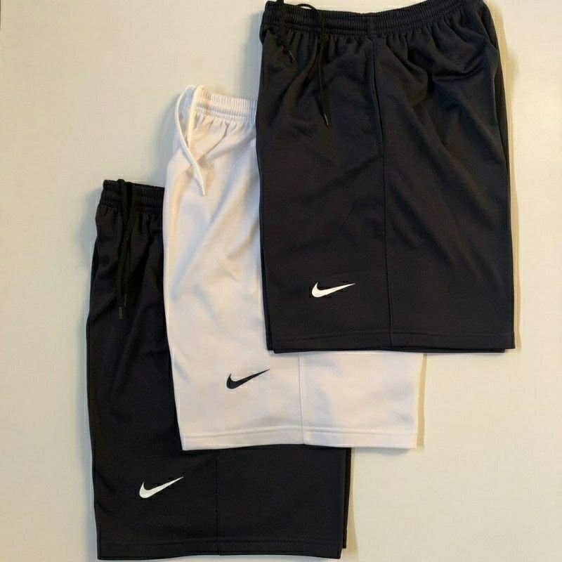 Putih Men& 39;s กางเกงกีฬาขาสั้นฟุตบอลฟุตซอลจ๊อกกิ้งยิมฟิตเนสแบดมินตัน NIKE สีขาว