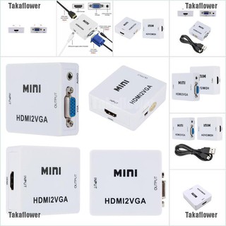 Takaflower vga to hdmi full hd video 1080p กล่องอะแดปเตอร์แปลง สําหรับ pc แล็ปท็อป dvd