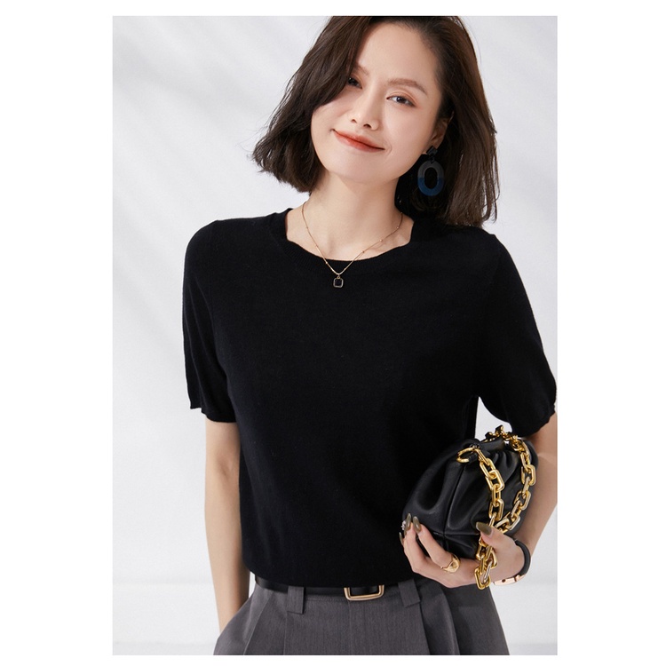 Herberty  มีไซส์ S-2XL เสื้อไหมพรม [คอกลม แขนสั้น] เสื้อสเวตเตอร์ คอกลม sweater งานป้าย By Great BKK ราคา ถูกที่สุด ดีลบีเคเค แกลเลอรีภาพที่ 4