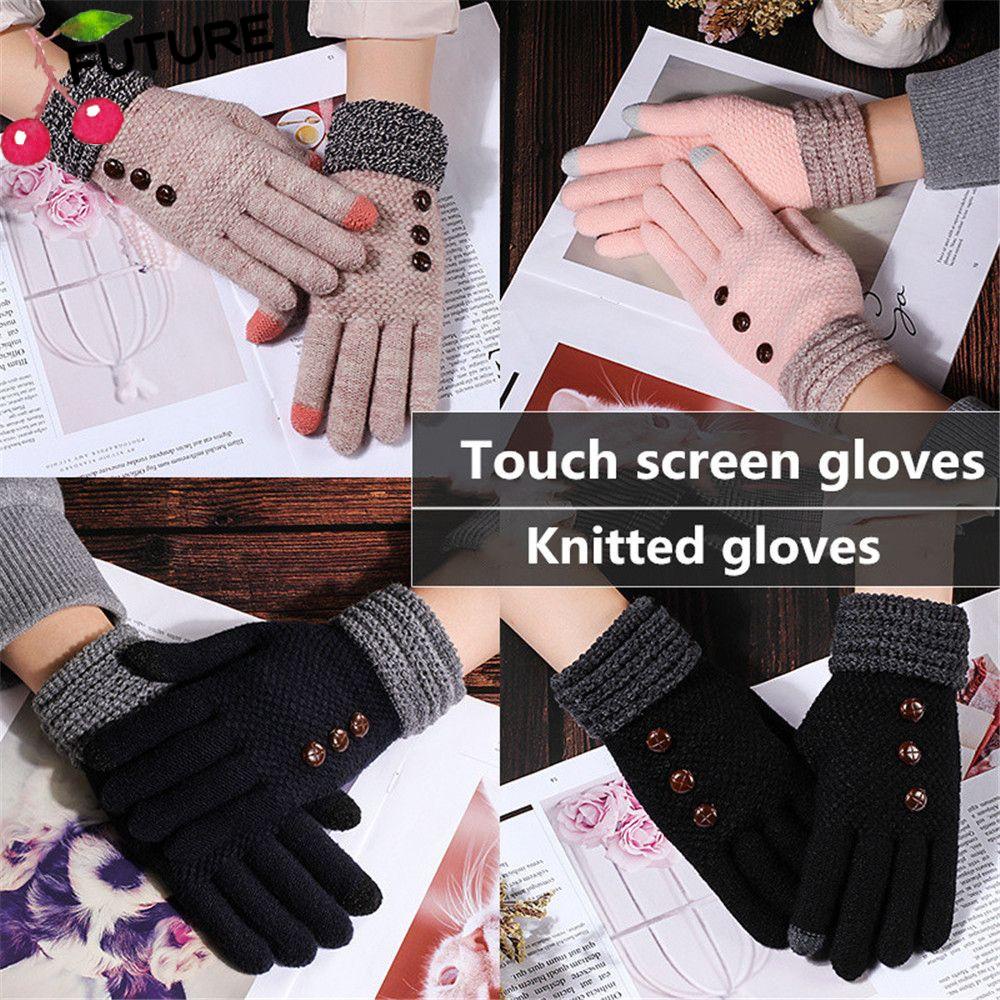 FUTURE???? Fashion Touch Screen Gloves Warm Thicken Knit Gloves Women