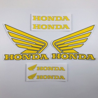 สติ๊กเกอร์ปีกนกฮอนด้า สติ๊กเกอร์ Honda สีเหลือง พื้นใส [6ชิ้น] สติกเกอร์ ฮอนด้า ปีกนก มอเตอร์ไซค์ Sticker ติดรถ แต่งรถ
