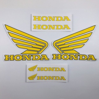 สติ๊กเกอร์ปีกนกฮอนด้า สติ๊กเกอร์ Honda สีเหลือง พื้นใส [6ชิ้น] สติกเกอร์ ฮอนด้า ปีกนก มอเตอร์ไซค์ Sticker ติดรถ แต่งรถ