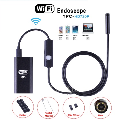 กล้องงู กล้องจิ๋ว กล้องไร้สาย WiFi Endoscope Waterproof Boroscope Inspection Camera 1M 6-LED 2.0 Meg