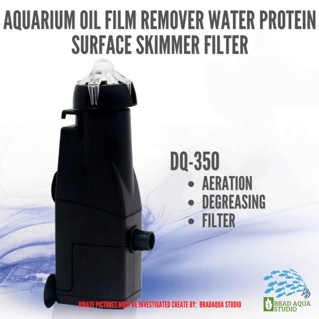 AQUARIUM DQ-350 น้ํามันฟิล์ม Remover น้ําโปรตีนพื้นผิว Skimmer กรองสําหรับถังปลา Aquarium เครื่องกรองน้ํา