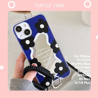 [พร้อมส่ง] เคสโทรศัพท์มือถือ กันกระแทก ลายดอกไม้ สีดํา สไตล์เกาหลี ญี่ปุ่น สําหรับ Apple iPhone 14 13 12 11 PROMAX XS XR XSMAX SE2020 6 7 8PLUS MINI