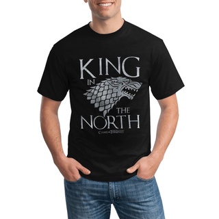 เสื้อยืดสีขาวเสื้อยืดลําลอง แขนสั้น พิมพ์ลาย Game Of Thrones King In The North Stark Direwolf Gildan หลากสี สําหรับผู้ชา