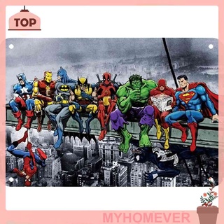 Myhom ป้ายโลหะดีบุก ลาย Justice League สําหรับตกแต่งผนังบาร์