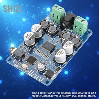 Shizi Tda7492P 2X25W บลูทูธ V2.1 แผงบอร์ดโมดูลขยายเสียงพาวเวอร์แอมป์พร้อม Aux Interface Hf63