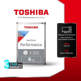 Toshiba PC HDD (4TB) 3.5" SATA 3.5 รุ่น (X300) TSB-HDWR440AZSTA :7200RPM C/B 128MB  สายเล่นเกมส์ / Graphic Adobe etc. Internal Harddisk