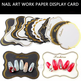 🪴กระดาษติดเล็บปลอม กระดาษโชว์เล็บ ขอบทองNail Display Board Showing