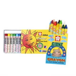 SAKURA สีเทียนจัมโบ้ สีเทียนสำหรับเด็ก ซากุระจัมโบ้  GIANT CRAYON XGY-12 + ฟรีสีชอล์คซากุระขนาดเล็ก มาในแพ็ค