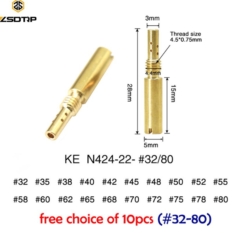 ZSDTRP 10pcs คาร์บูเรเตอร์ช้า/Pilot Jet ชุดเปลี่ยน Fit สําหรับ keihin CVK-V PE34 PE36 PE38 PJ คาร์บู