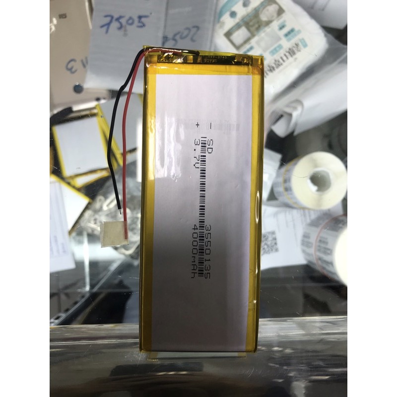 แบตเตอรี่ จีน 2สาย 3.7V 3550135 4000mAh ยาว13ซม กว้าง 5.5ซม หนา 0.01