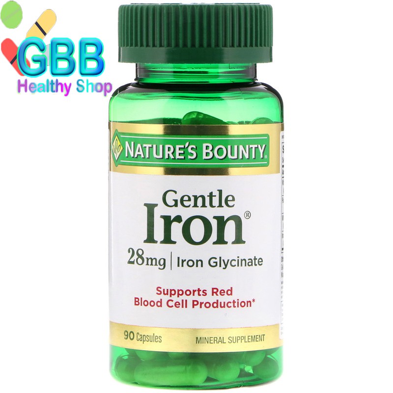 Nature's Bounty Gentle Iron 28 mg 90 Capsules วิตามินเสริมธาตุเหล็ก 28 มิลลิกรัม 90 แคปซูล